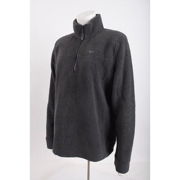 Vineyard Vines Womens Fuzzy 1/4 Zip Classic Fleece Top Shirt Pullover M Gray - Picture 3 of 6